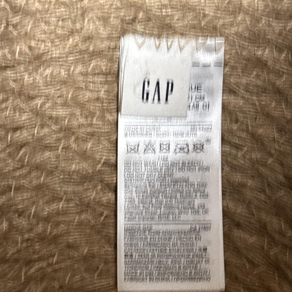 GAP Tote Bag Natural Jute Double Navy Straps Handle Beach Boho Summer Nautical - Picture 10 of 16